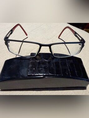 Porsche Design Black Frame with Red Temple Accent